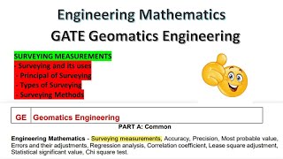 Surveying Measurements in Engineering Mathematics | GATE Geomatics Engineering|#geomaticsengineering