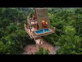 2 Men Build Most Private Treehouse With Next Swimming Pools In Jungle THE SURVIVAL