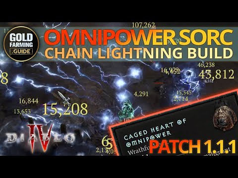 Diablo 4 Patch 1.1.1 - Omnipower Chain Lightning & Perma Stun Build is so much Fun! Complete Guide!