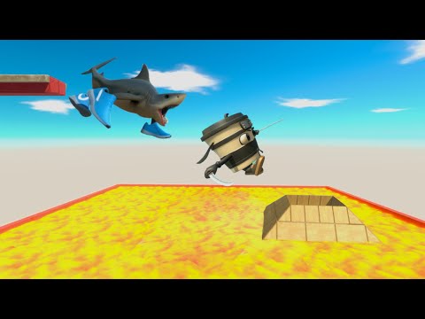 JuMp ThRouGh thE HoLe SuRroUndEd By LaVA and GeT Small ShaRkJiRa -  Animal Revolt Battle Simulator