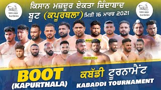 Boot (Kapurthala) Kabaddi Tournament 16 Mar 2021
