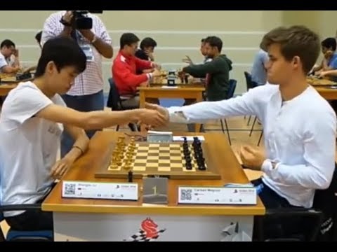 SHOCKING BLUNDER THE QUEEN!! Lu Shanglei Vs Magnus Carlsen - Blitz Chess 2014