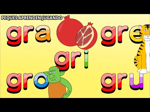 Sílabas GRA, GRE, GRI, GRO, GRU para niños  Video para aprender a leer de Peques Aprenden Jugando