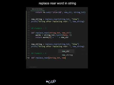 6 Ways To Replace Rear Word In String In Python Python Examples Python Coding Tutorial Interview