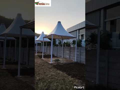 Gazebo tensile structure at farm house tensile fabric 10 year warranty awesome looking