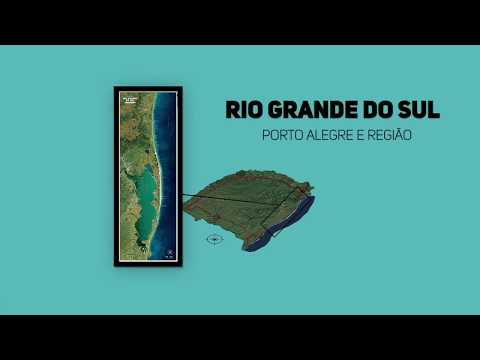 Poster e mapa aéreo do Rio Grande do Sul  - Porto Alegre e Litoral - Topografica