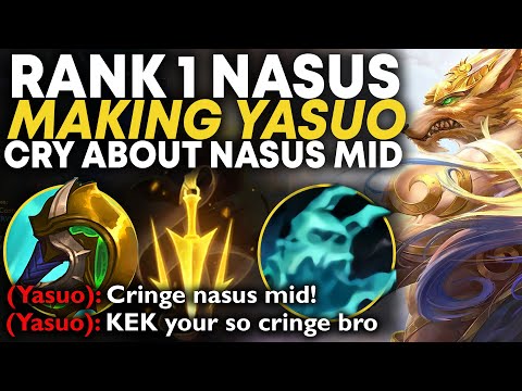 Rank 1 Nasus making salty Yasuo cry! Toxic high elo carry! | Carnarius | League of Legends