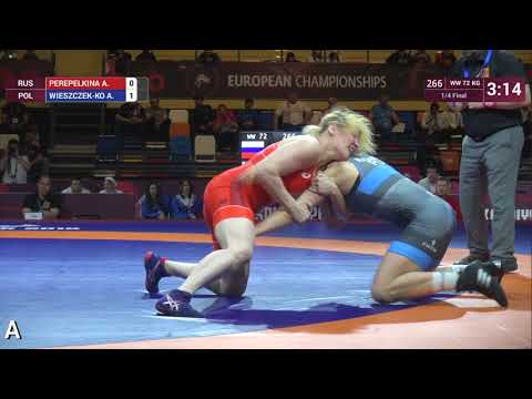 1/4 WW - 72 kg: A. PEREPELKINA (RUS) v. A. WIESZCZEK-KO (POL)