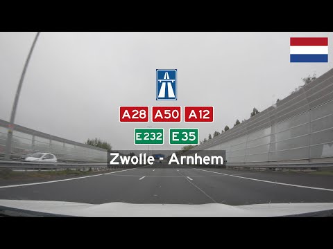Driving in the Netherlands: A28, A50 and A12 / E232 E35 from Zwolle to Arnhem