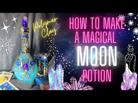 How to make a magic moon potion bottle using polymer clay and resin