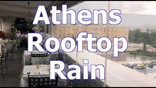 King George Hotel Rooftop Patio in Rain - SantoriniDave.com