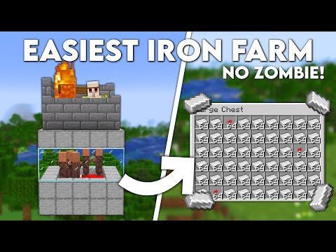 Voltrox - Minecraft Easiest IRON FARM Without a Zombie - Tutorial 1.20+