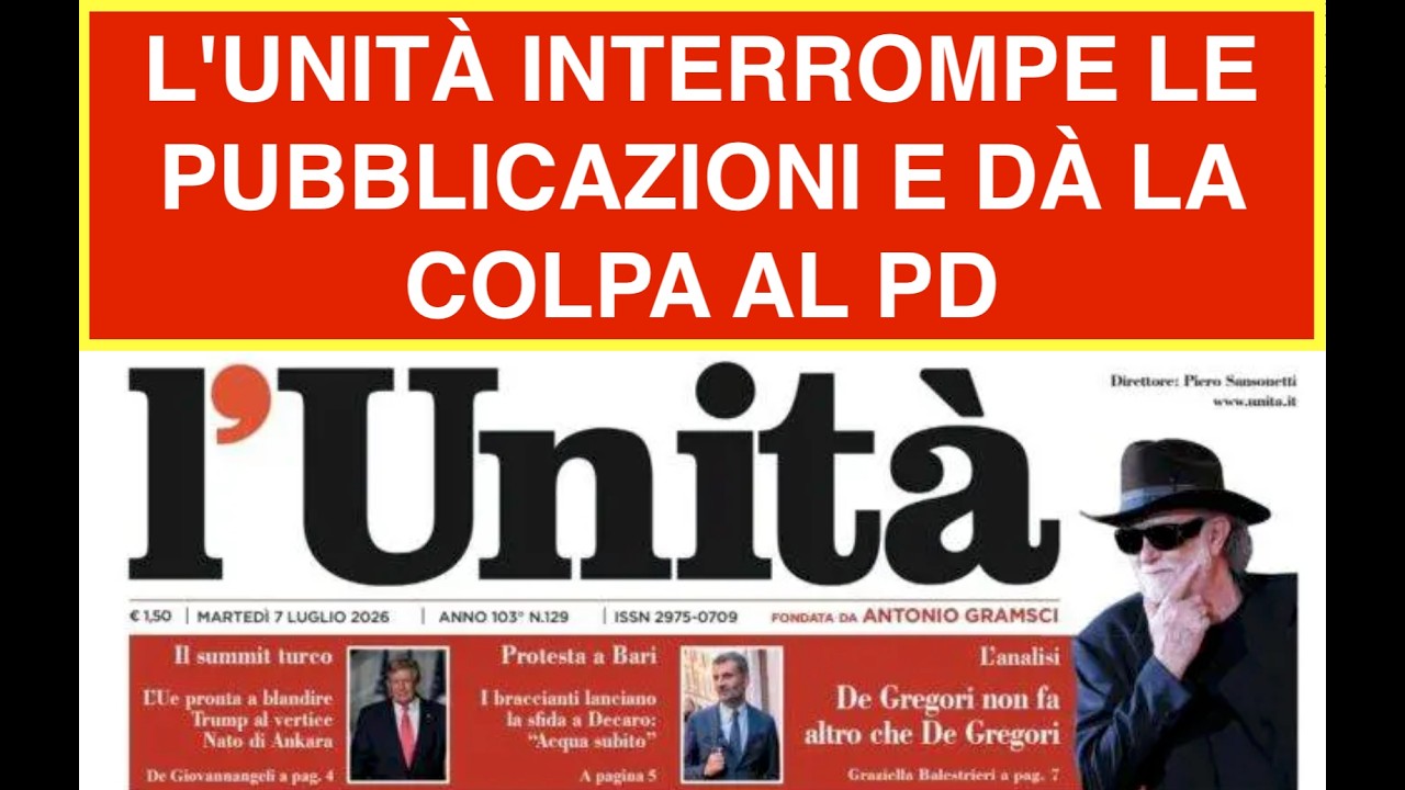 L'UNITÀ INTERROMPE LE PUBBLICAZIONI E DÀ LA COLPA AL PD