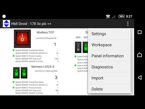 HMI Droid 1.7.8.89 (Beta) connected to multiple PLCs simultaneously