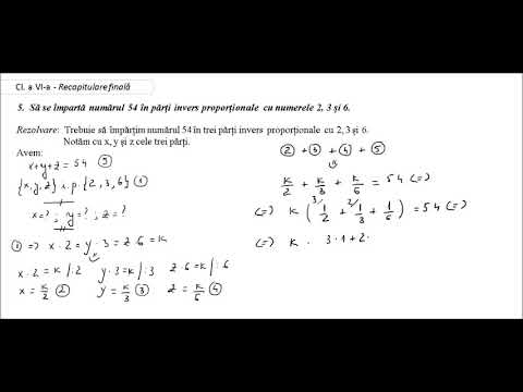 Cl  a VI-a - Recapitulare finală - pb.  5 - impart nr in trei parti invers proportionale
