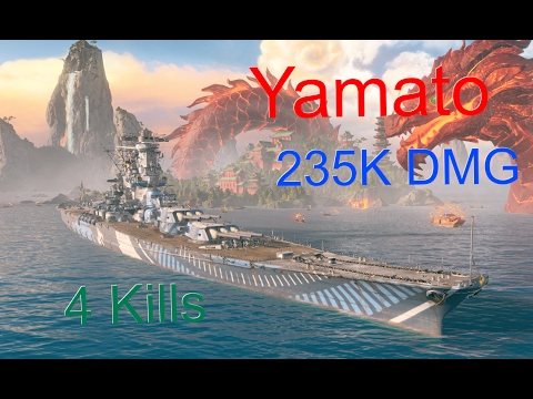 World Of Warships - Yamato - 235K DMG 4 Kills - Battleships can be accurate