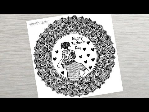 Father s Day Special Drawing How to draw Mandala for Beginners Father and Daughter vanithaarts