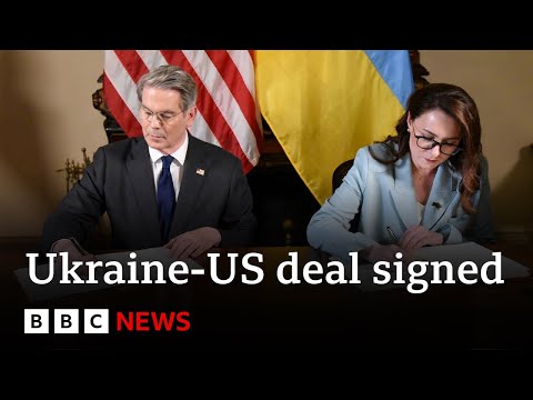 美國與烏克蘭簽署期待已久的自然資源協議 | BBC News (US and Ukraine sign long-awaiting natural resources deal | BBC News)
