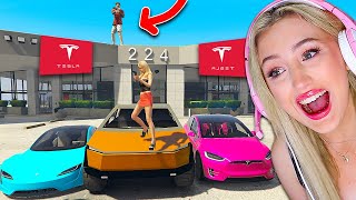 Stealing EVERY TESLA From Caylus DEALERSHIP In GTA