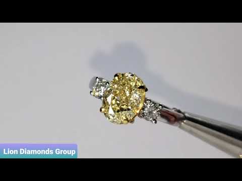 3.10ctw Oval 3 stones Engagement Ring GIA