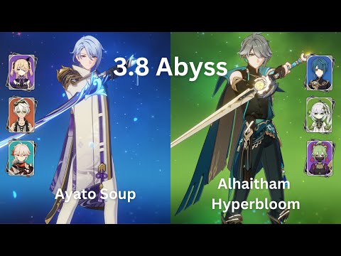 C0 Ayato Soup & C0 Alhaitham Hyperbloom | Spiral Abyss 3.8 Floor 12 - 9 stars