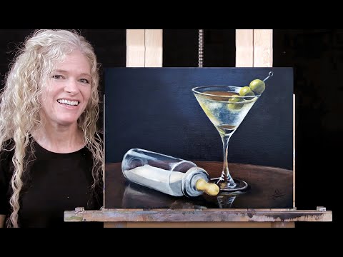 MOTHER'S DAY MARTINI- Learn How to Draw and Paint with Acrylics - Easy Beginner Still Life Painting