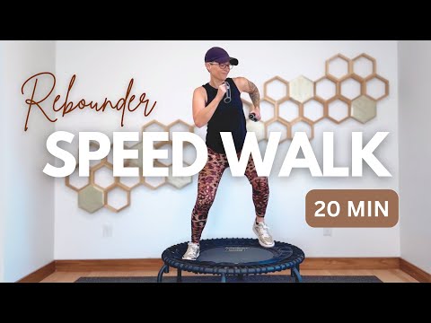 20 Minute Rebounder Speed Walk Workout | Low Impact Mini Trampoline Fitness 128–140bpm thumbnail