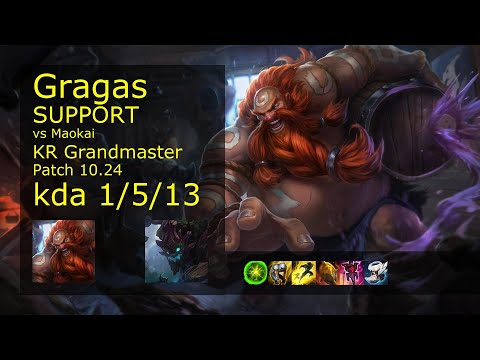 Gragas Support vs Maokai - KR Grandmaster 1/5/13 Patch 10.24 Gameplay // [롤] 그라가스 vs 마오카이 서폿