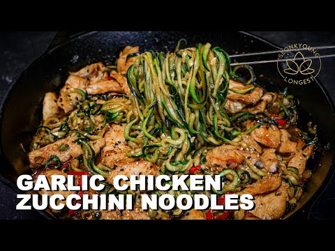 Garlic Chicken Zucchini Noodles | How to Cook & Avoid Watery Zucchini Noodles