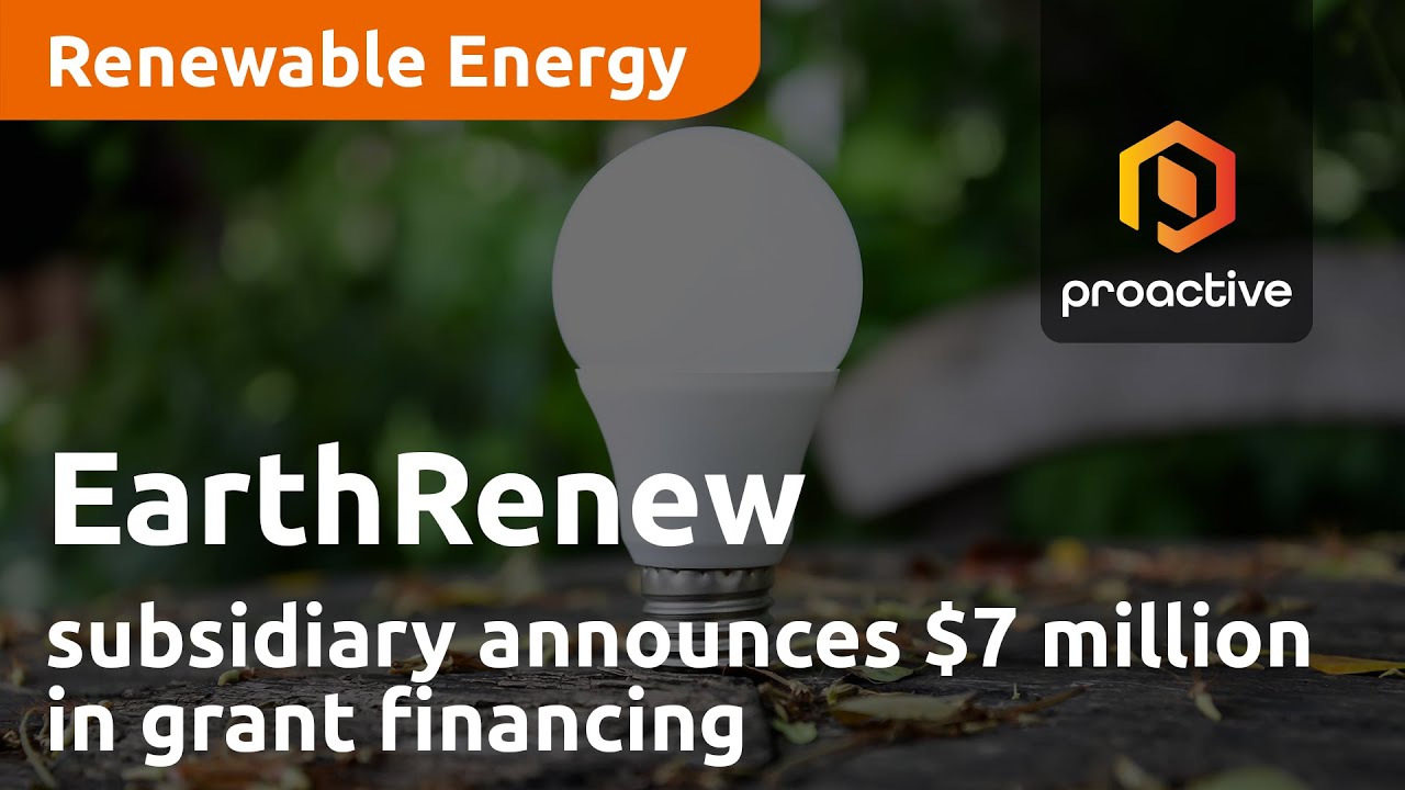 EarthRenew subsidiary Replenish Nutrients announces 7 million dollars in non-dilutive grant