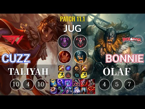 T1 Cuzz Taliyah vs KT Bonnie Olaf Jungle - KR Patch 11.1