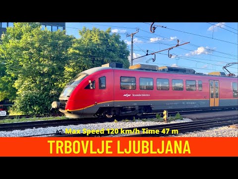 Cab ride - train drivers view on Slovenia's  train between Trbovlje and Ljubljana in 4K