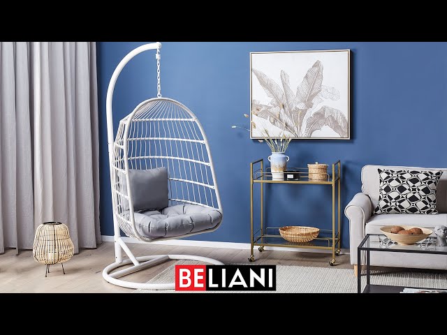 Video teaser per BELIANI PE Rattan Hanging Chair White ALLERA