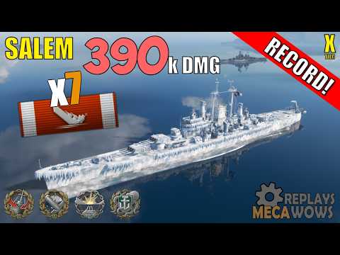 Cruiser Salem 7 Kills & 390k Damage | World of Warships Gameplay