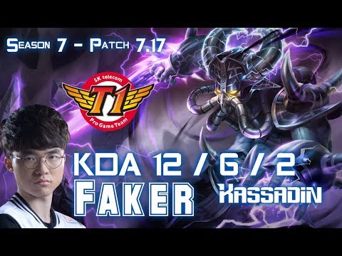SKT T1 Faker KASSADIN vs TWISTED FATE Mid - Patch 7.17 KR Ranked
