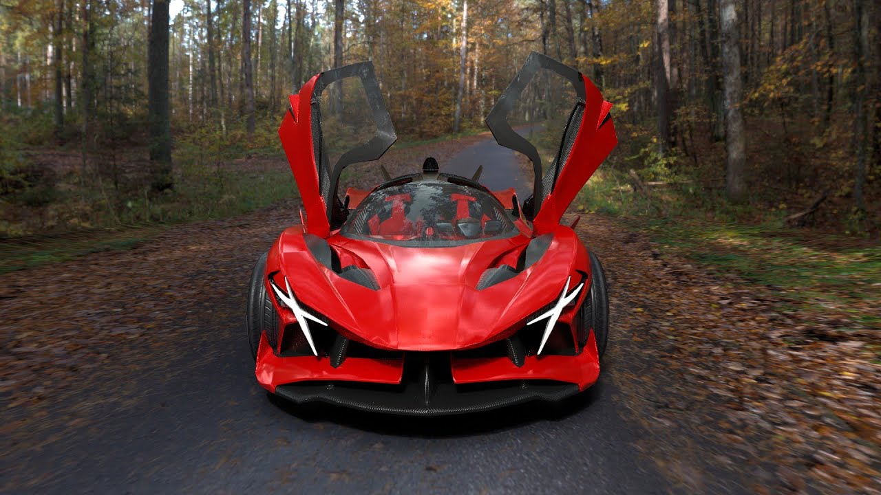 Futuristico concetto Low Poly Supercar Low-poly Modello 3D