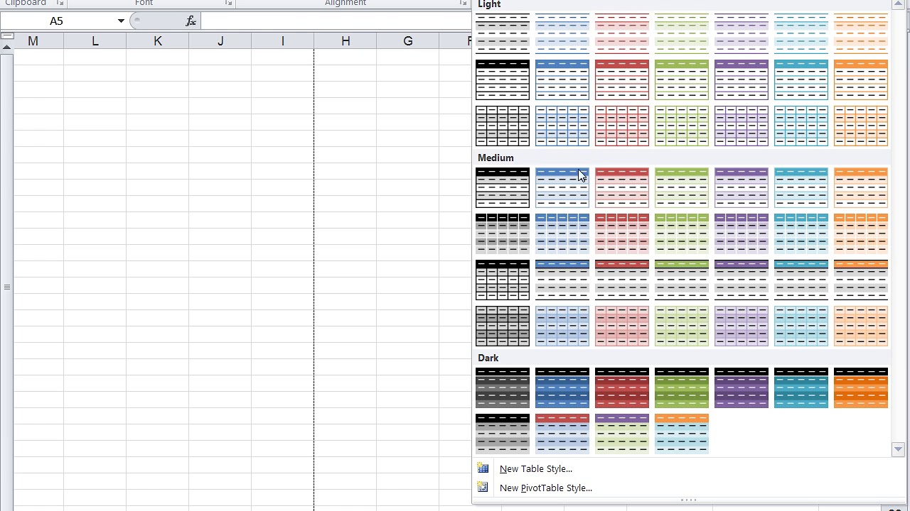 التنسيق التلقائي للجداول في Excel