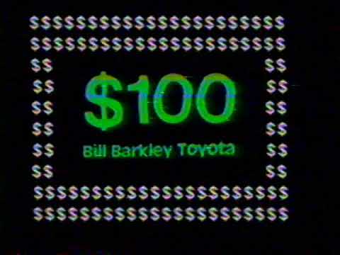 1980 Bill Barkley Toyota "We'll pay you $100 if we can't beat it" Tuscaloosa Local TV Commercial