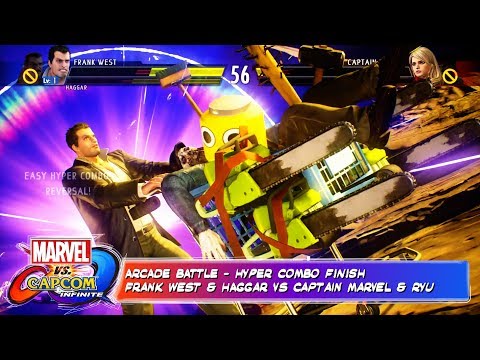Marvel vs Capcom Infinite - Frank West Hyper KO Frank West & Haggar vs Captain Marvel & Ryu