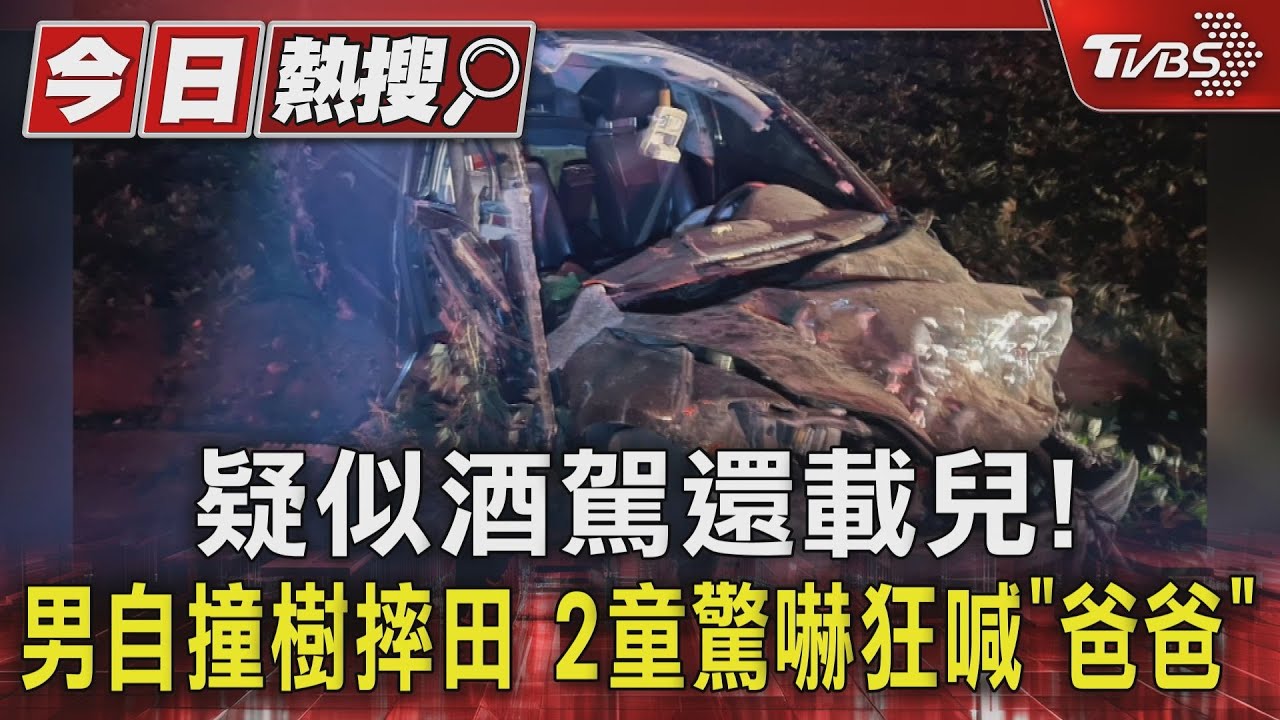 疑似酒駕還載兒! 男自撞樹摔田2童驚嚇狂喊「爸爸」