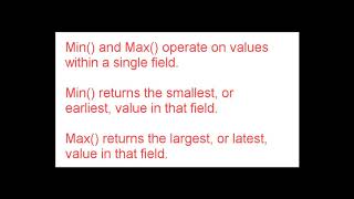 First() and Last() Versus Min() and Max()