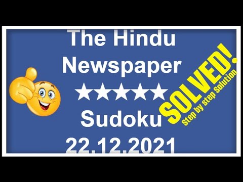 🔴How to Solve The Hindu Sudoku 5 Star | Step by Step Solution | 22.12.2021 | Difficulty Level  ★★★★★