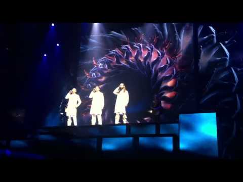 Madonna concert, San Jose, 2012, part 11 - with basque trio Kalakan