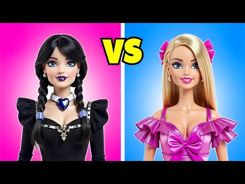 Barbie vs Wednesday Doll House Makeover! Cute Doll DIYs by 123 GO!