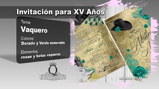 🌟 Experimenta el encanto de las Invitaciones de 15 Años con tema Vaquero en Quinceañera.VIP 🌟
