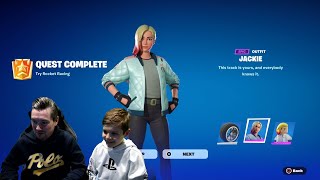 Unlocking The FREE NEW Fortnite Skin After 1st Place WIN Playing Rocket Racing NEW JACKIE Skin