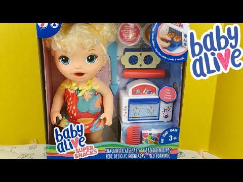 NEW Baby Alive Super Snacks SNACKIN TREATS BABY Doll Unboxing