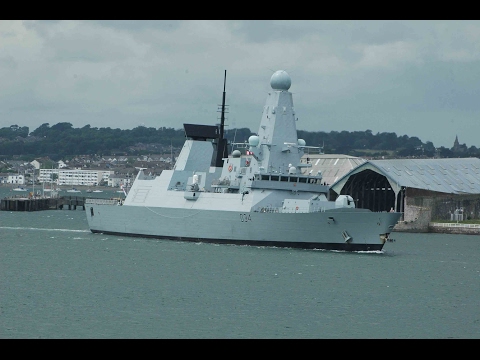 HMS DIAMOND D34 - TYPE 45 DARING CLASS DESTROYER LEAVES DEVONPORT NAVAL BASE. 14-6-16.