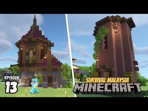 Daezi -  Build a Silo & Witch Tower!  - Minecraft Survival Malaysia Ep.13