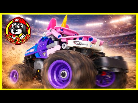 MONSTER JAM LEGO: SPARKLE SMASH SNOW DAY! Speed Build & Monster Truck Racing